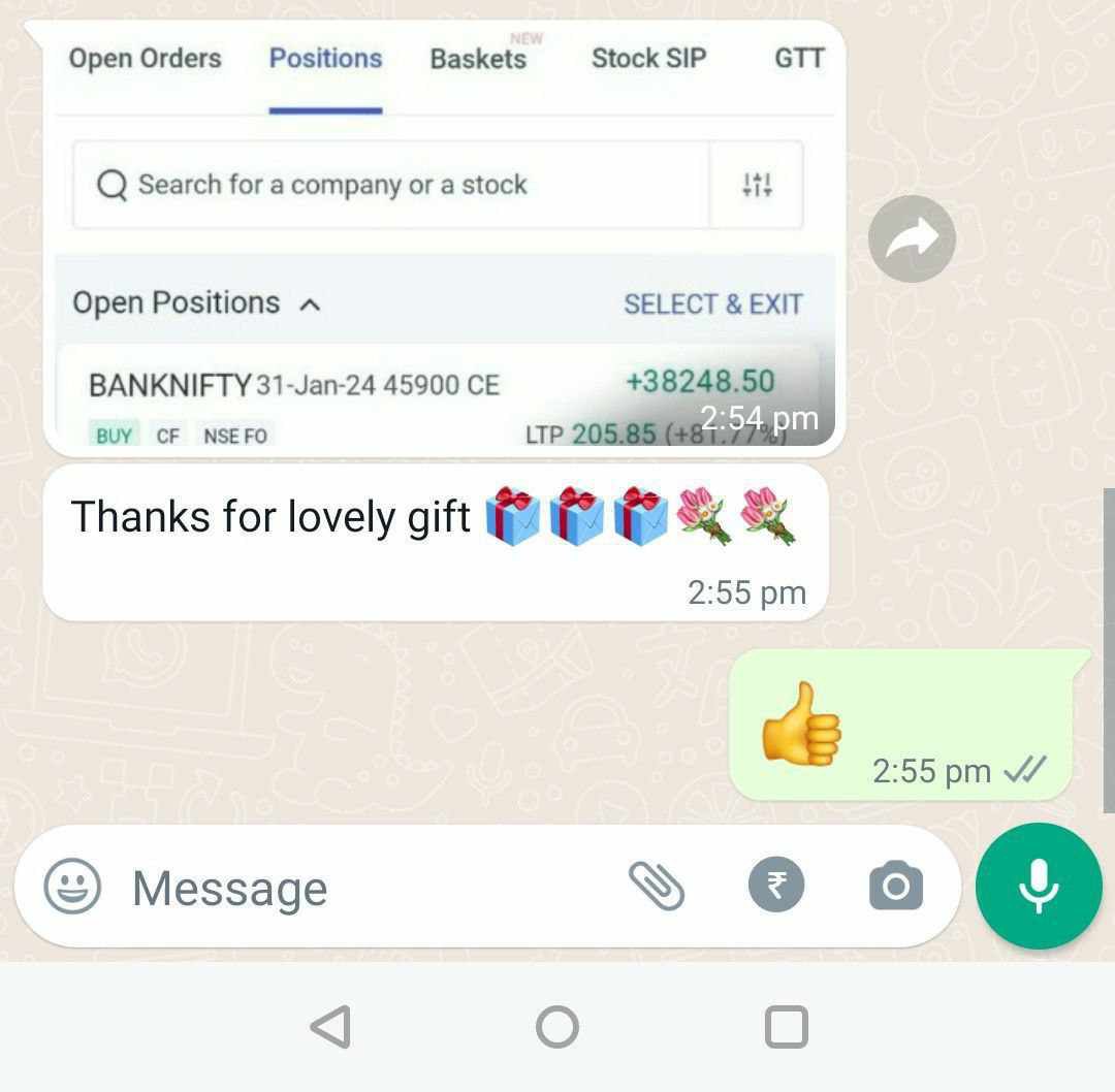 Trading profits screenshot